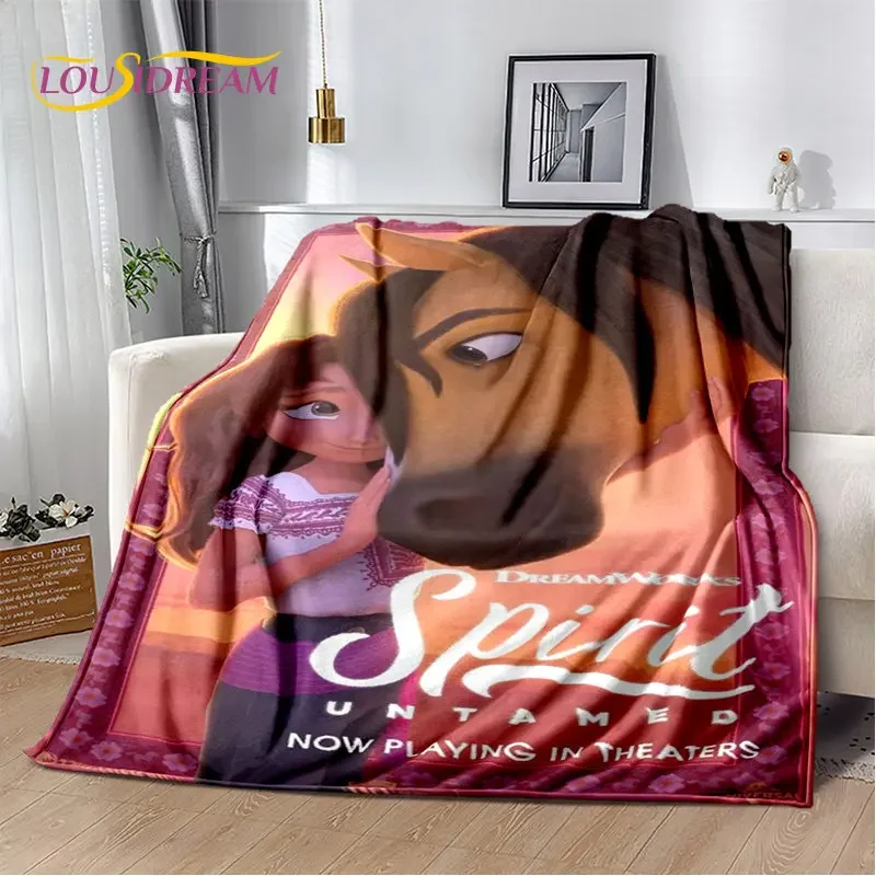 Spirit Riding Free Horses Cartoon Soft Plush Blanket,Flannel Blanket Throw Blanket for Living Room Bedroom Bed Sofa Picnic Cover