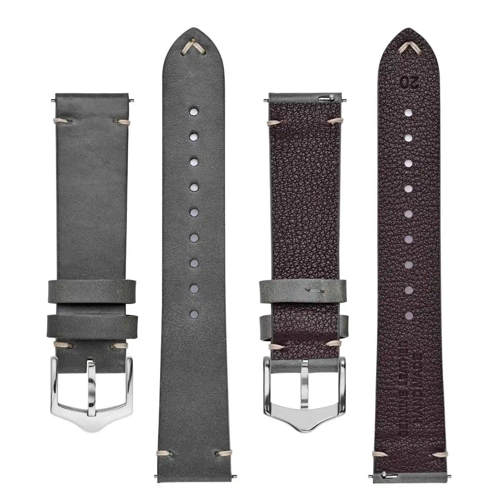 ANBEER Retro Style Leather Watch Strap 18mm 20mm 22mm Military Watch Strap for Men Suitable for traditional watches