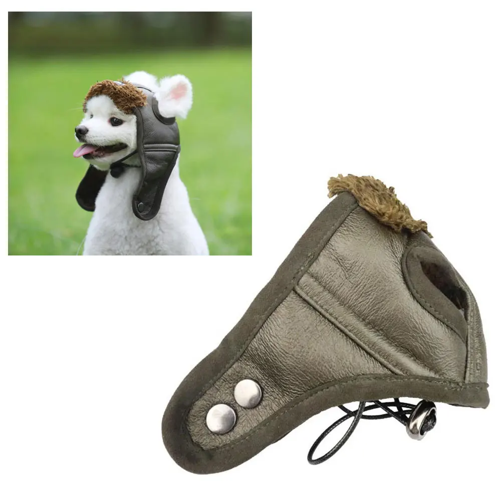 

Brown Pilot Hat Pet Costume Creative for Dog Cat Lovely Party Photo Use Size M Flying Cap Pet Costume Creative