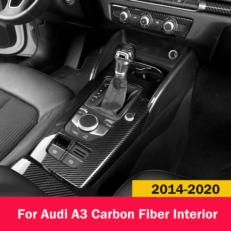 

ABS Carbon Fibre Interior Decorative For Audi A3 2014-2020 Mouldings Gear Lever Collar Console Dashboard Armrest Cover Pad Shell