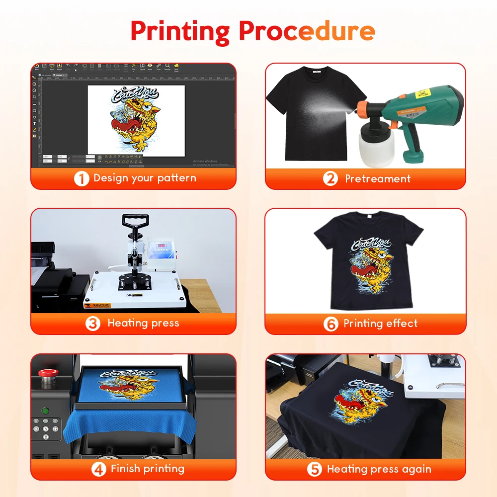 Printer DTG A4 6 Warna Langsung Ke Printer Garmen A4 Printer Datar Mesin Cetak T-Shirt untuk Pakaian T-Shirt Gelap dan Terang