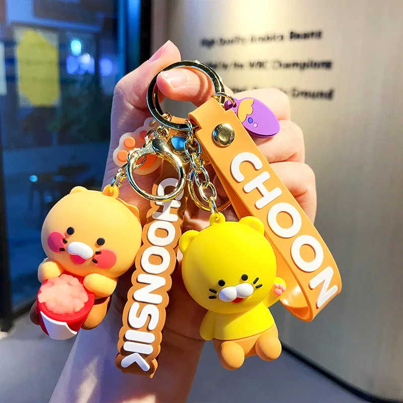 Faddish Cartoon Choonsik Keychain Kawaii Korean Anime Popcorn Doll PVC Toy Backpack Pendnat Keyring Cute Trinket for Couple Gift