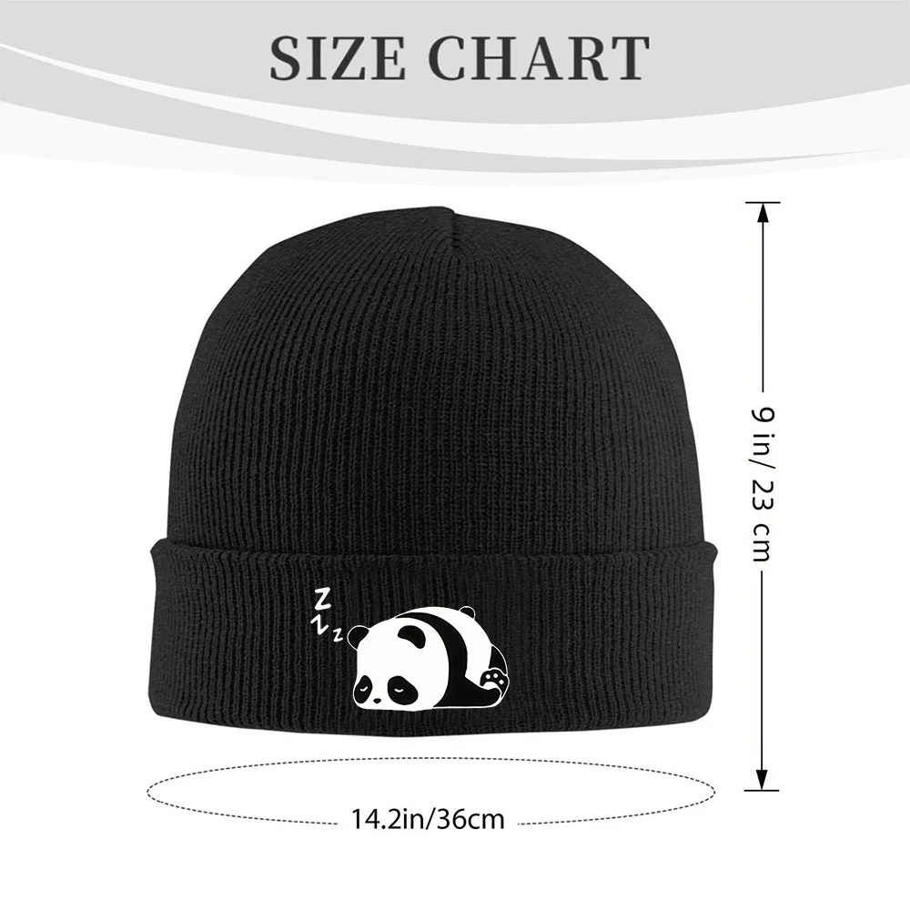 Sleeping Panda Illustration Knit Beanie Warm Stretchy Daily Knitted Hat for Men Women