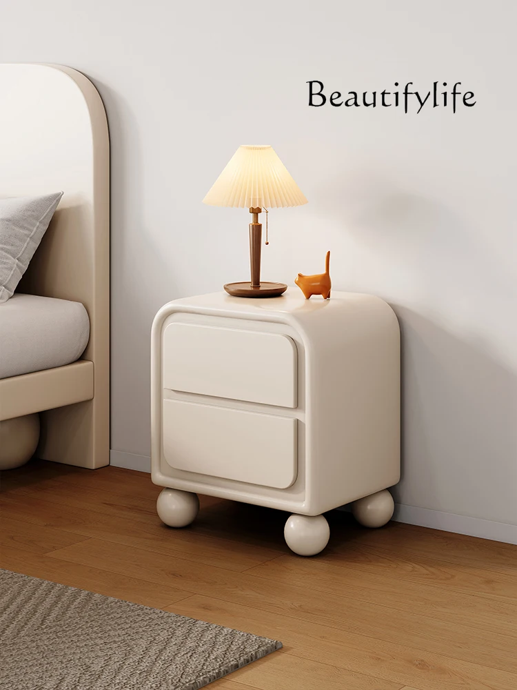 French Cream Style Bedside Table White Bedside Table Personality Designer Small Chest of Drawers Pier Cabinet