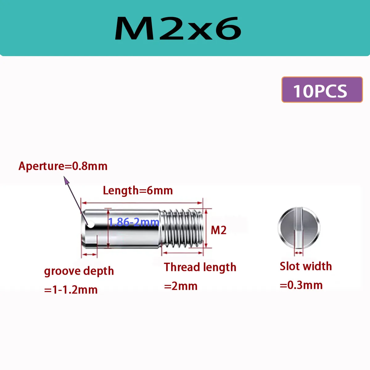 304 Stainless Steel Slotted Threaded Cylindrical Dowel Pin, Chamfered Locating Pin With Hole, Extension Spring Support Stud