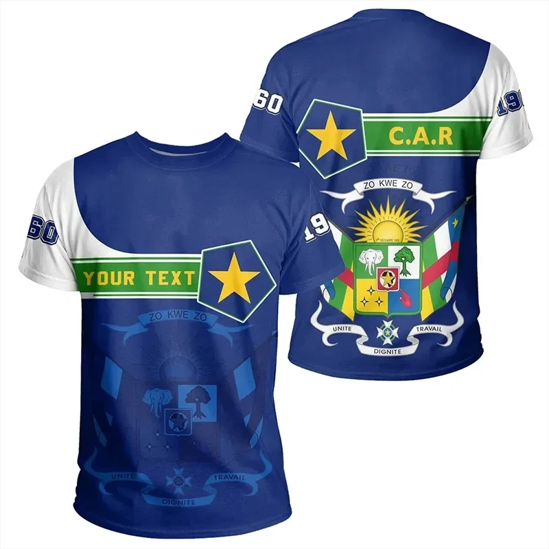 Central African Republic Flag Graphic T Shirts National Emblem T Shirt For Men Clothes Sports Jersey Kid Tee Boy Tshirt Male Top