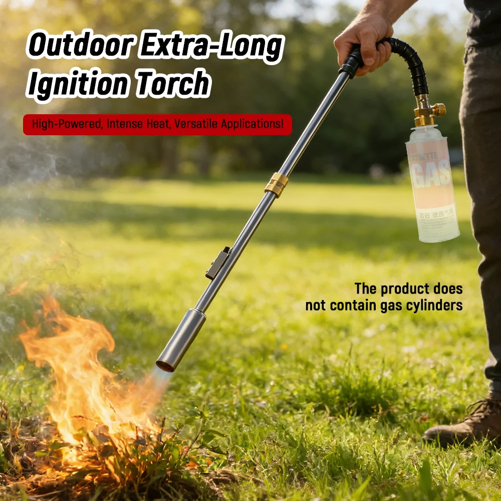 

Портативный огнемёт с длинной ручкой из нержавеющей стали, легко носить с собой, для кемпинга, розжига костра, барбекю, сжигания травы