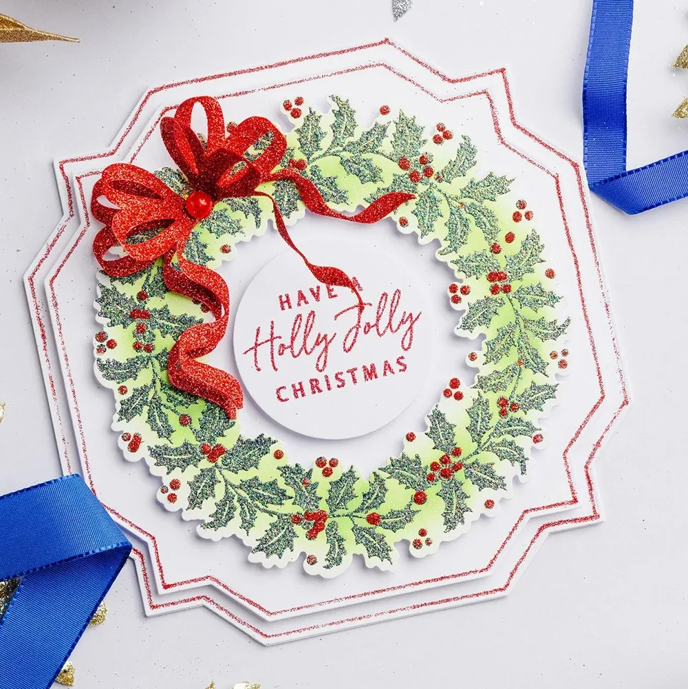 Starlit Holly Wreath Starlit Star Stamp And Dies New Arrival 2026 Scrapbook Diary Decoration Stencil Embossing Template DIY
