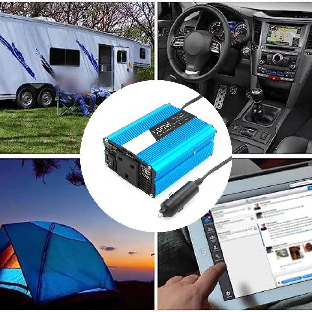 

Автомобильный преобразователь мощности, британский стандарт, 500 Вт, 12 В до 220 В, автомобильный инвертор с исправленным синусоидальным преобразователем мощности