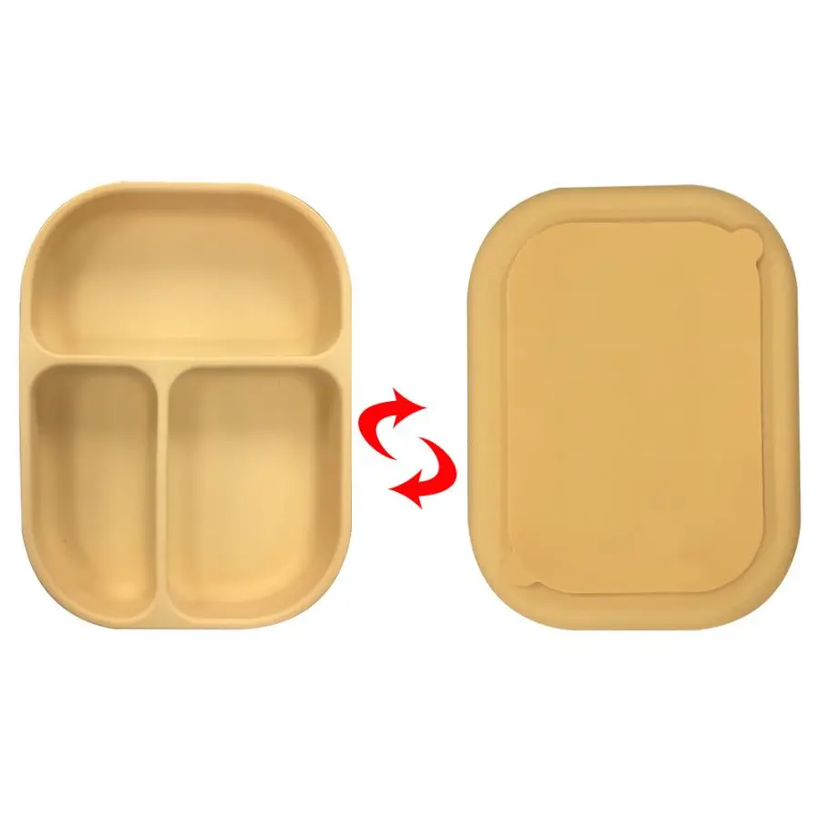 Divided Silicone Plate Safe Materials Breakfast Snack Tray Bottom Sucker Multifunctional Dish Baby Suitable Household Tableware