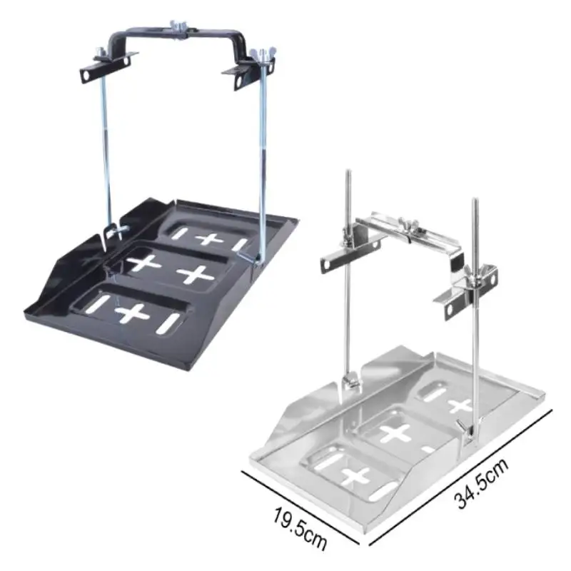 Metal Battery hold down tray kit Auto Battery Tray Fixing Holder Kit Adjustable Bracket Clamp with L Bolt for Boats Marine Cars