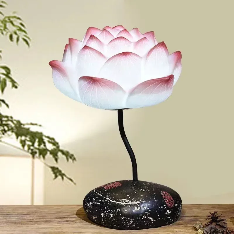 DORIAN Contemporary Lotus Table Lamp Chinese Style  Living Room Bedroom  Tea Room Study Art Decorative Light