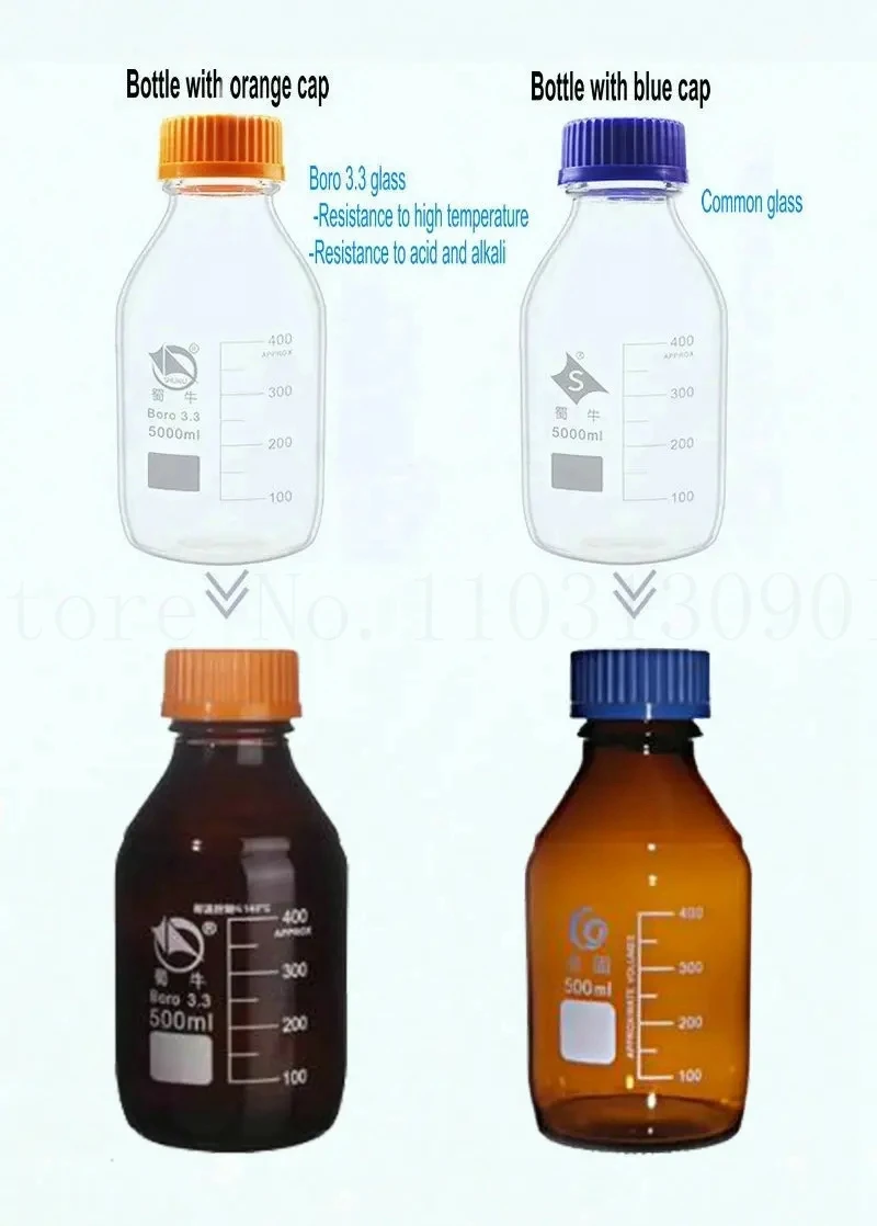 1pc Lab 100ml 250ml 500ml 1000ml Glass Screwed Mouth Reagent Bottle Experimental Sealed Bottle