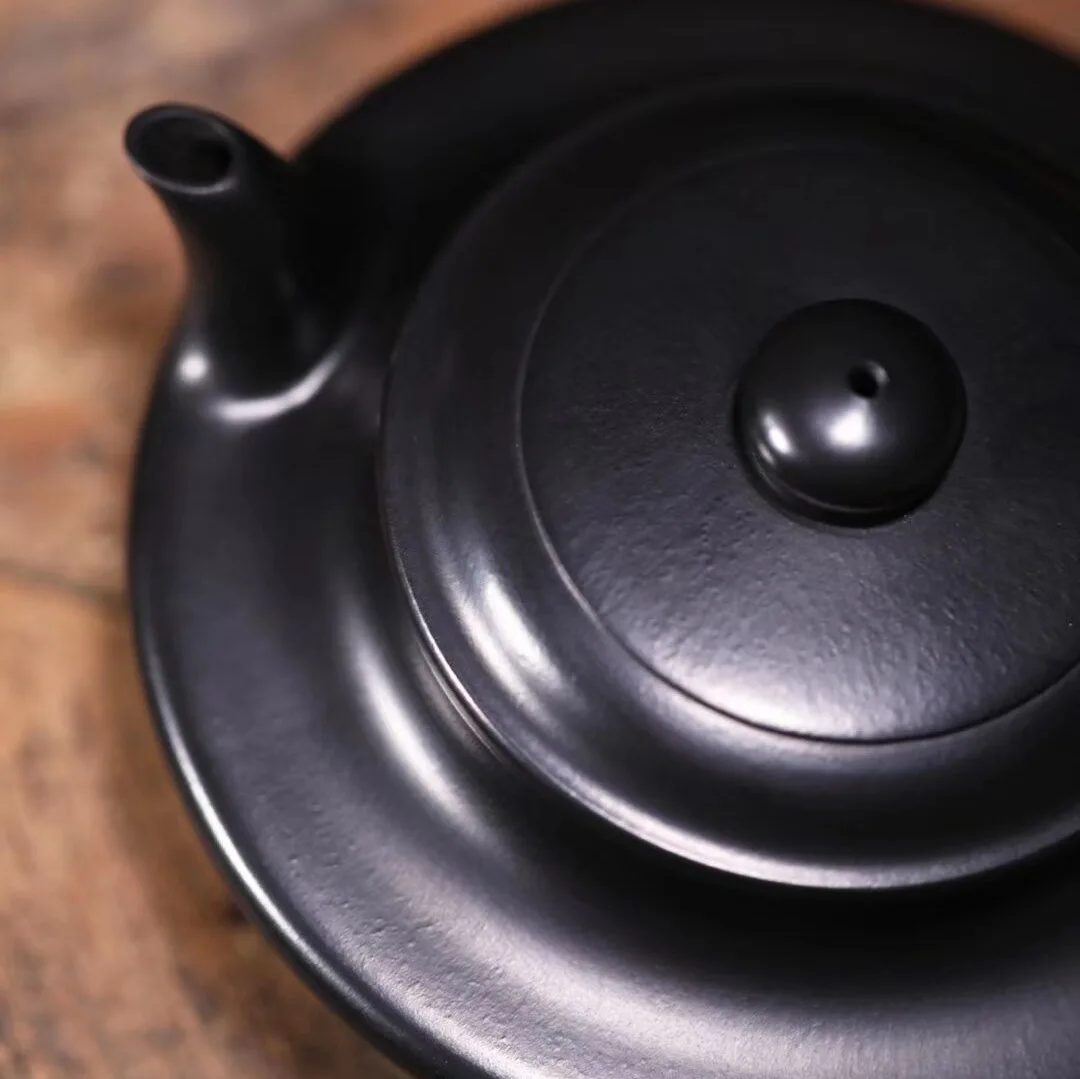 Yixing Zisha Teapot Set Handcrafted By Famous Artisans Made From Original Black Clay Vermilion Clay With Grayish Finish And A