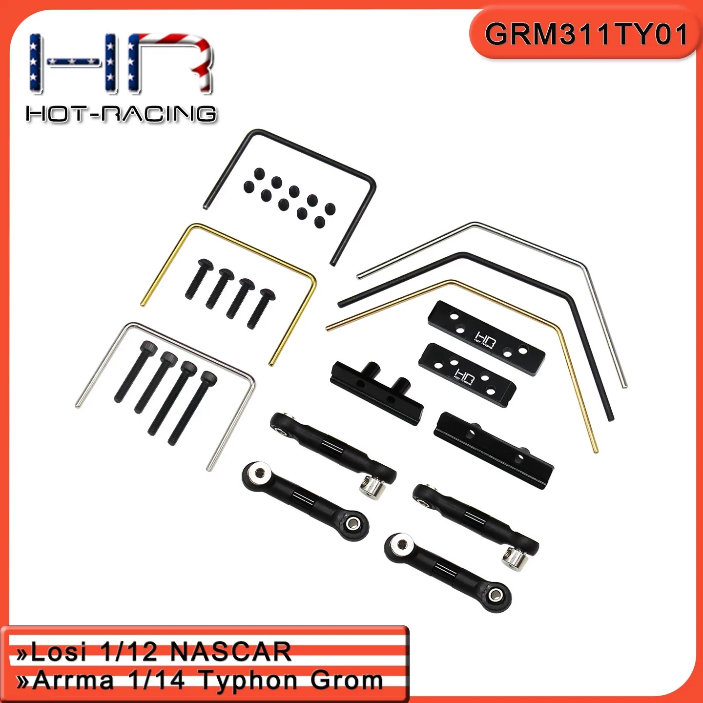 

HR ARRMA 1/14 Typhon Losi 1/12 Nascar комплект стабилизатора поперечной устойчивости из алюминиевого сплава для всего автомобиля