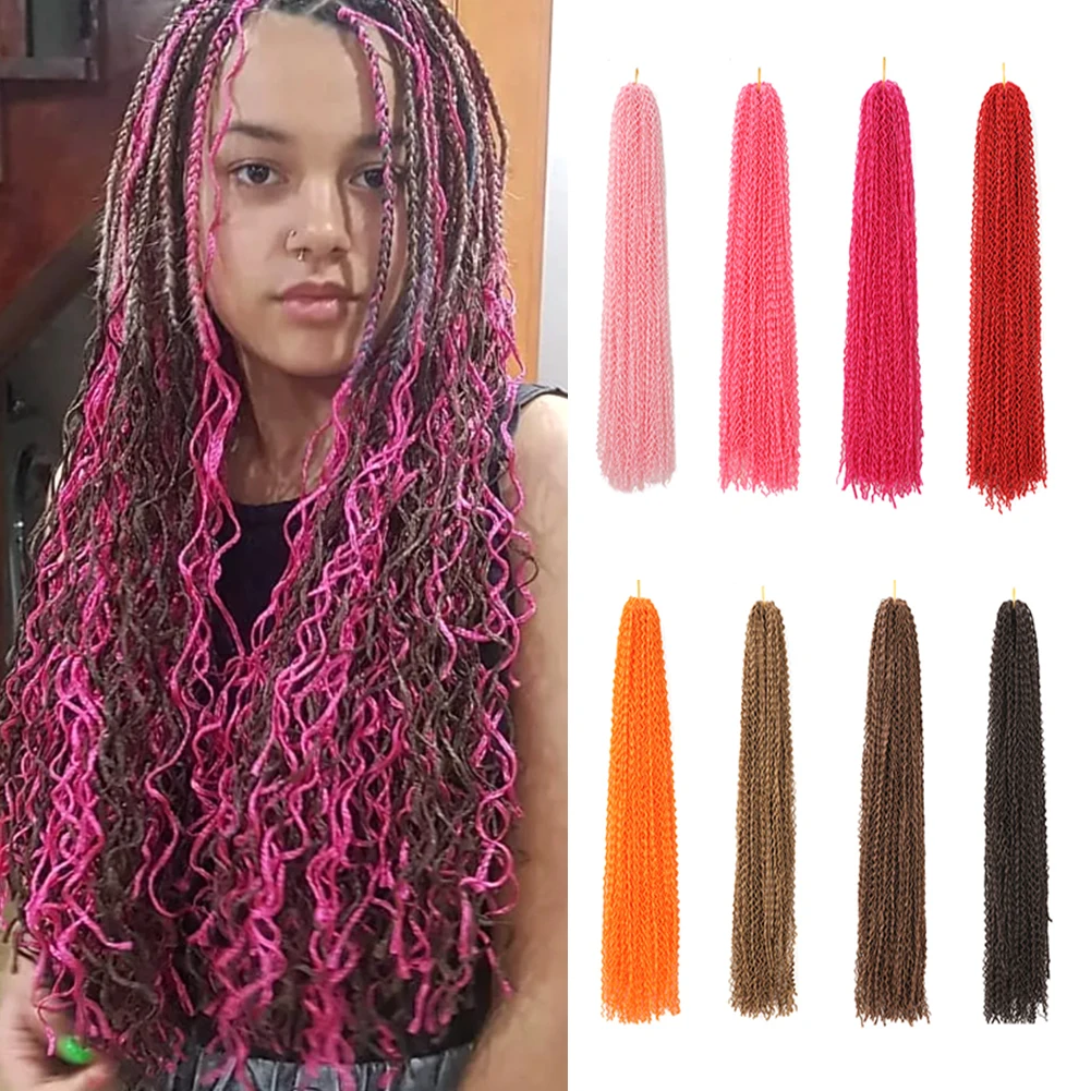 

3X Pre-Looped Curly Synthetic Zizi Braids Thin Small Box Braid Crochet Twisted Hair Synthetic Kanekalon Braiding Hair Exten