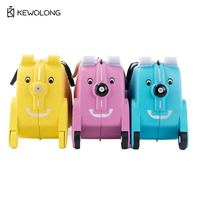 Kids Ride On Suitcase - Convertible Pullman Trunk with 360° Wheels Cartoon Animal Design Carry On Luggage for Children Travel