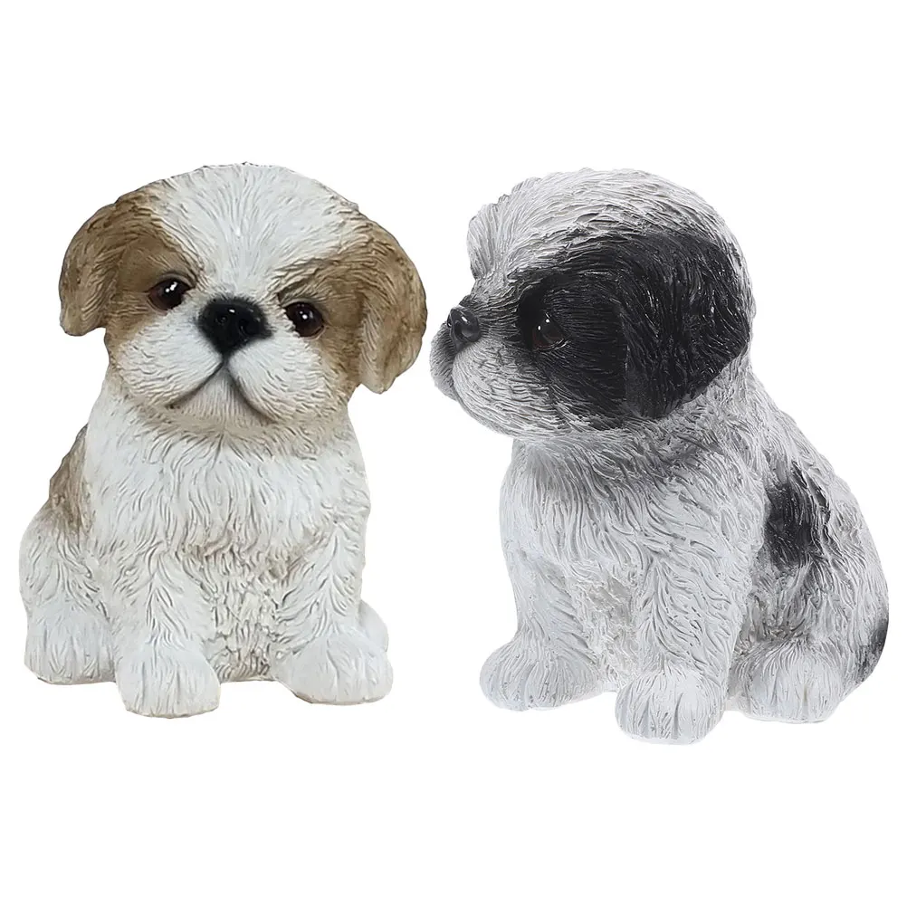 

2Pcs Realistic Miniature Dog Statues Handcrafted Resin Puppies for Tabletop Bookshelf Living Room Bedroom Office Space Warmth