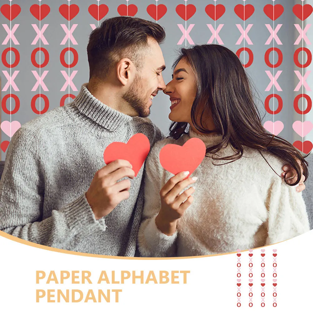

4Pcs Romantic Paper Alphabet Hanging Signs for Valentine Decorations Indoor Outdoor Door Window Wall Party Backdrop Festival