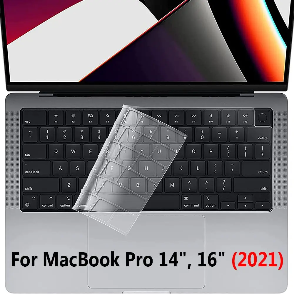 Macbook pro 2021インチm1max a2442 a2485用の超薄型防水tpuキーボードプロテクターフィルム