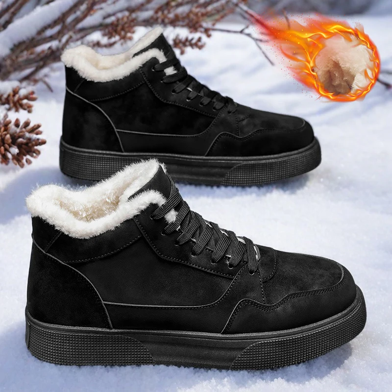 

Мужская зимняя теплая повседневная обувь, уличные зимние ботинки на флисовой подкладке для комфортного активного отдыха в холодную погоду
