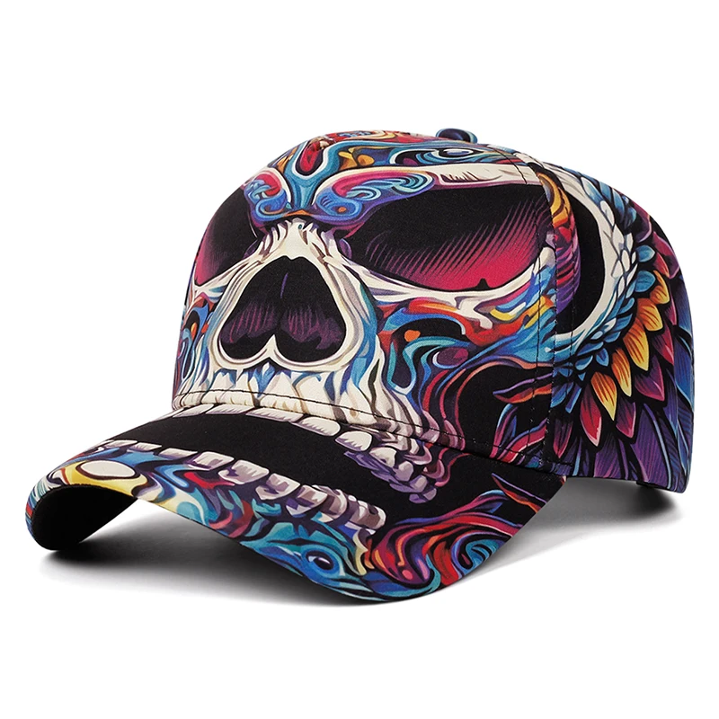 2026 Modische Neue Baseball-Kappe mit Skelett-Print Hip-Hop Skateboard-Mütze für Outdoor Tägliches Pendeln Dekoration Sonnenschutz-Kappe Unisex – Detail 6