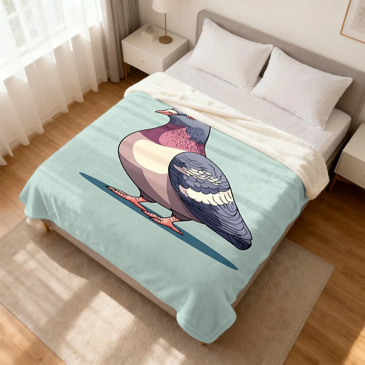 Oversized Pigeon Art Throw Blanket 150x200cm Plush Winter Comforter Cozy Decorative Throw for Sofa Bed Gift