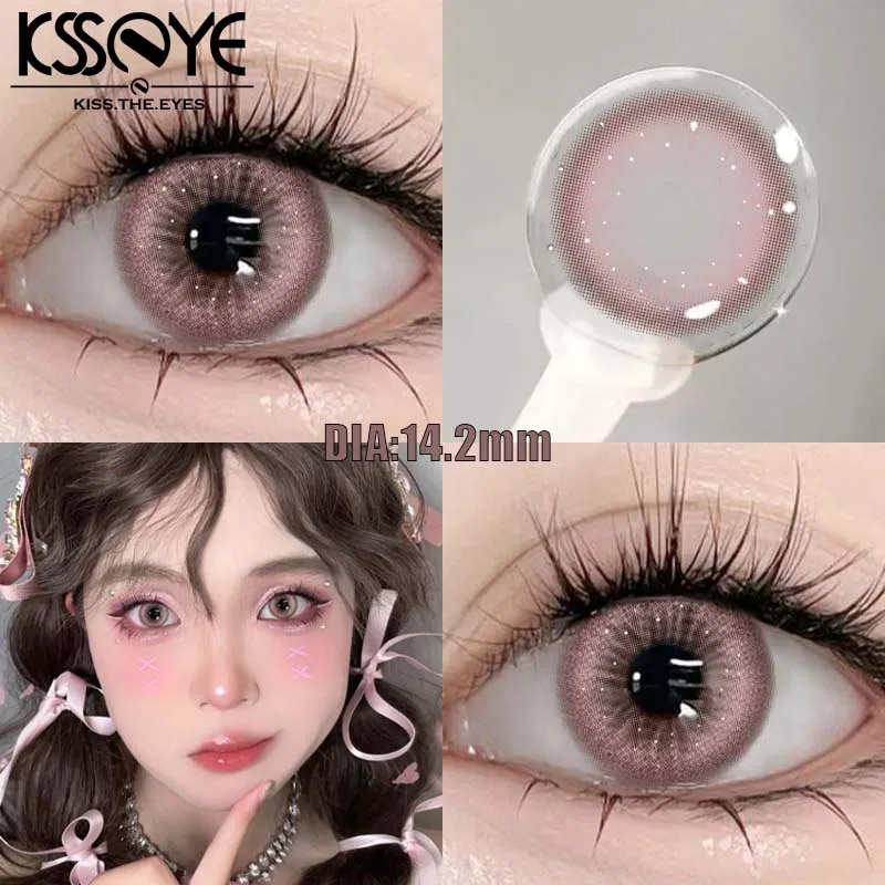 KSSEYE 1 Pair New Style Colored Contact Lenses with Diopter Myopia Eyes Pink Contacts Lens Beauty Puppiletes Makeup Yearly