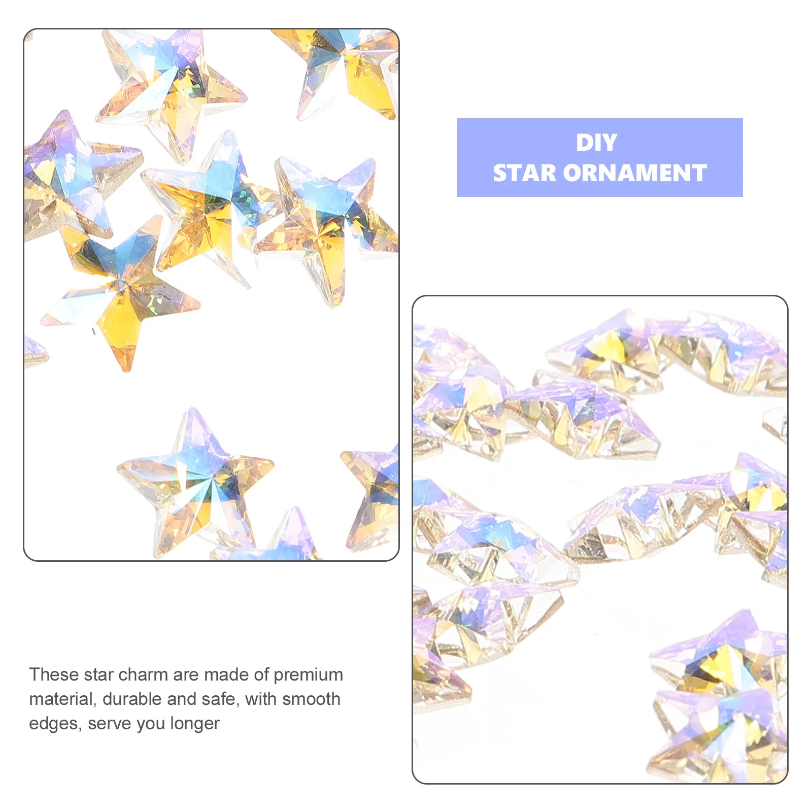 

45Pcs Star Shaped Glass Charm Lightweight DIY Jewelry Charm for Necklace Bracelet Earring Craft Accessories DIY Star Ornament