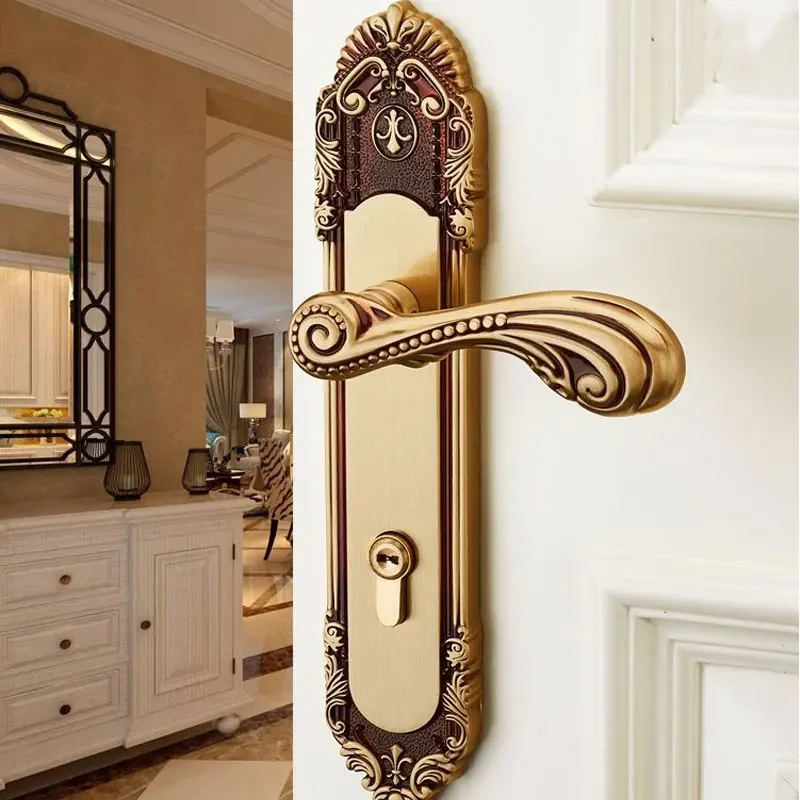 

Luxury All Copper Gold Door Lock Indoor Bedroom Room Wooden Door Lock Household Universal Mute Lock