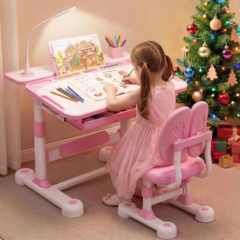 

Учебный стол и набор стульев, художественный стол с регулируемой высотой для спальни, учебный стол с наклонным столом, подставка для книг, светодиодная подсветка, металлический хо