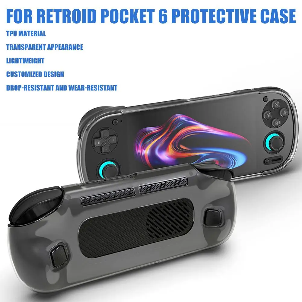 Transparent Soft Case For Retroid Pocket 6 TPU Soft Shell Gaming Handheld Accessory Shockproof Anti-Drop Protective Cover