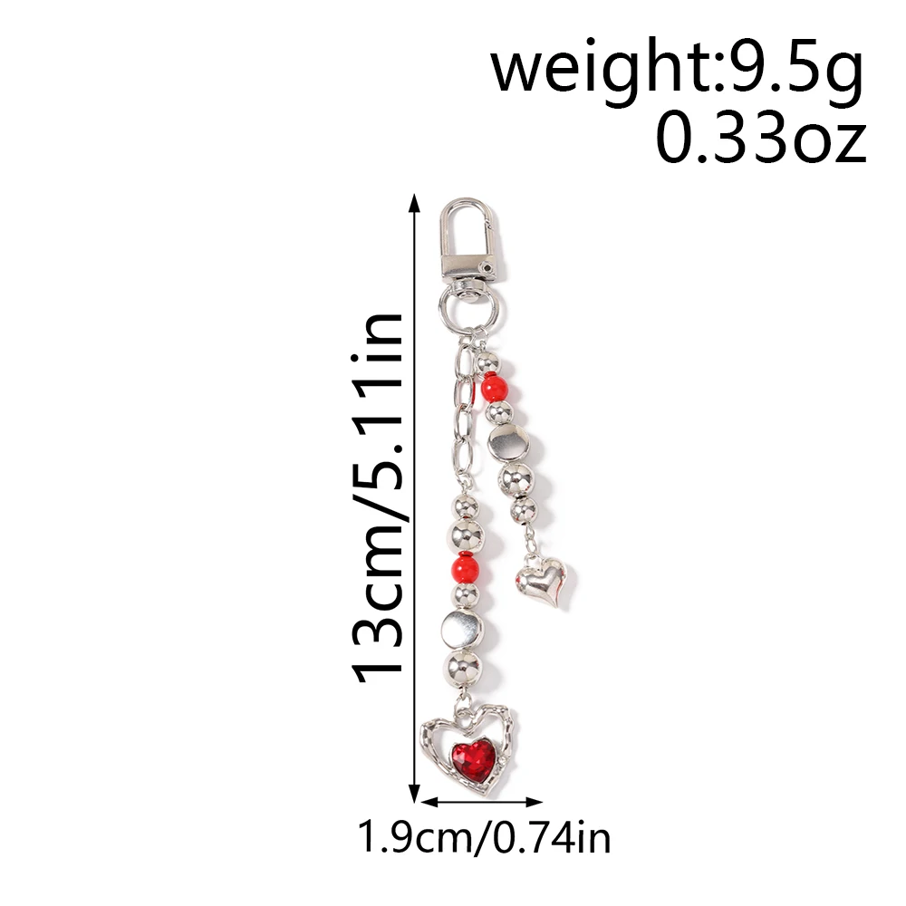 Aihua Fashion Kristall Rotes Herz Schlüsselanhänger für Frauen und Mädchen, Schlüsselring, Handtaschenanhänger, DIY Taschencharms, Schlüsselanhänger Geschenke – Detail 2