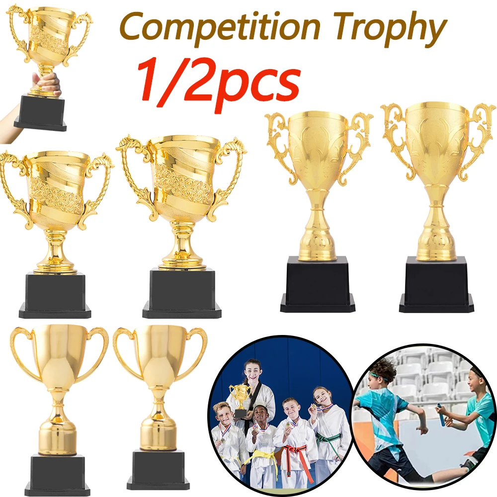 1/2pcs Plastic Gold Award Trophies Classroom School Golden Trophies Prize Children Trophy For Kids Favors Props Winning Prizes