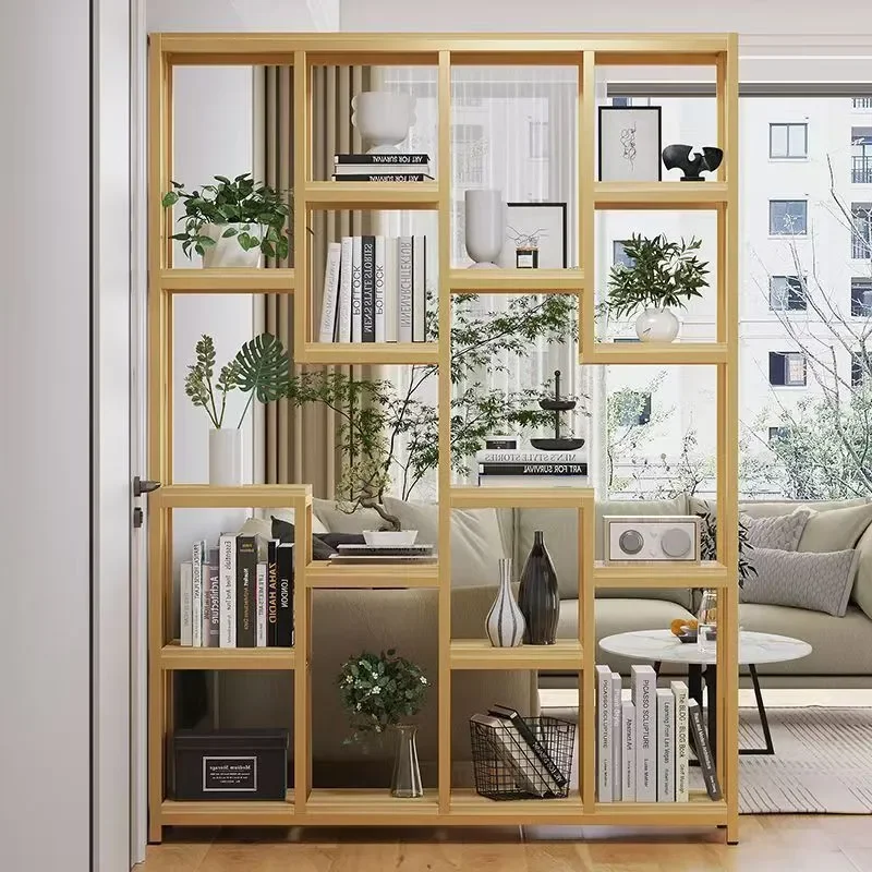 For New Chinese Style Bogu Shelf Household Display Cabinet Floor to Ceiling Hollow Storage Rack Screen Partition Furniture