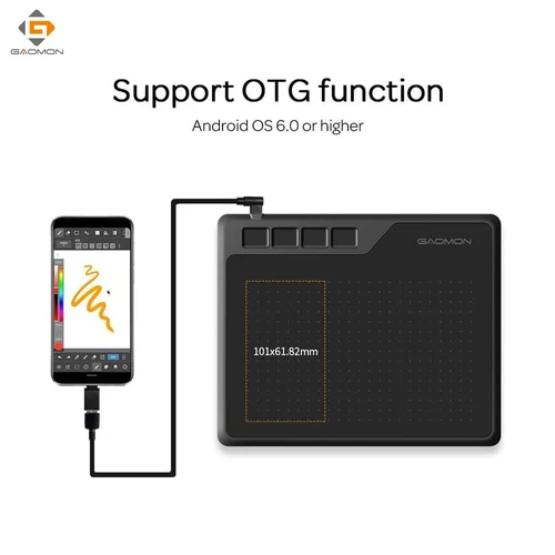 Tableta gráfica pequeña Gaomon S620, tableta de dibujo de 6x4 pulgadas con bolígrafo, presión de 8192 niveles, fácil conexión a teléfono Android, ordenador portátil y PC