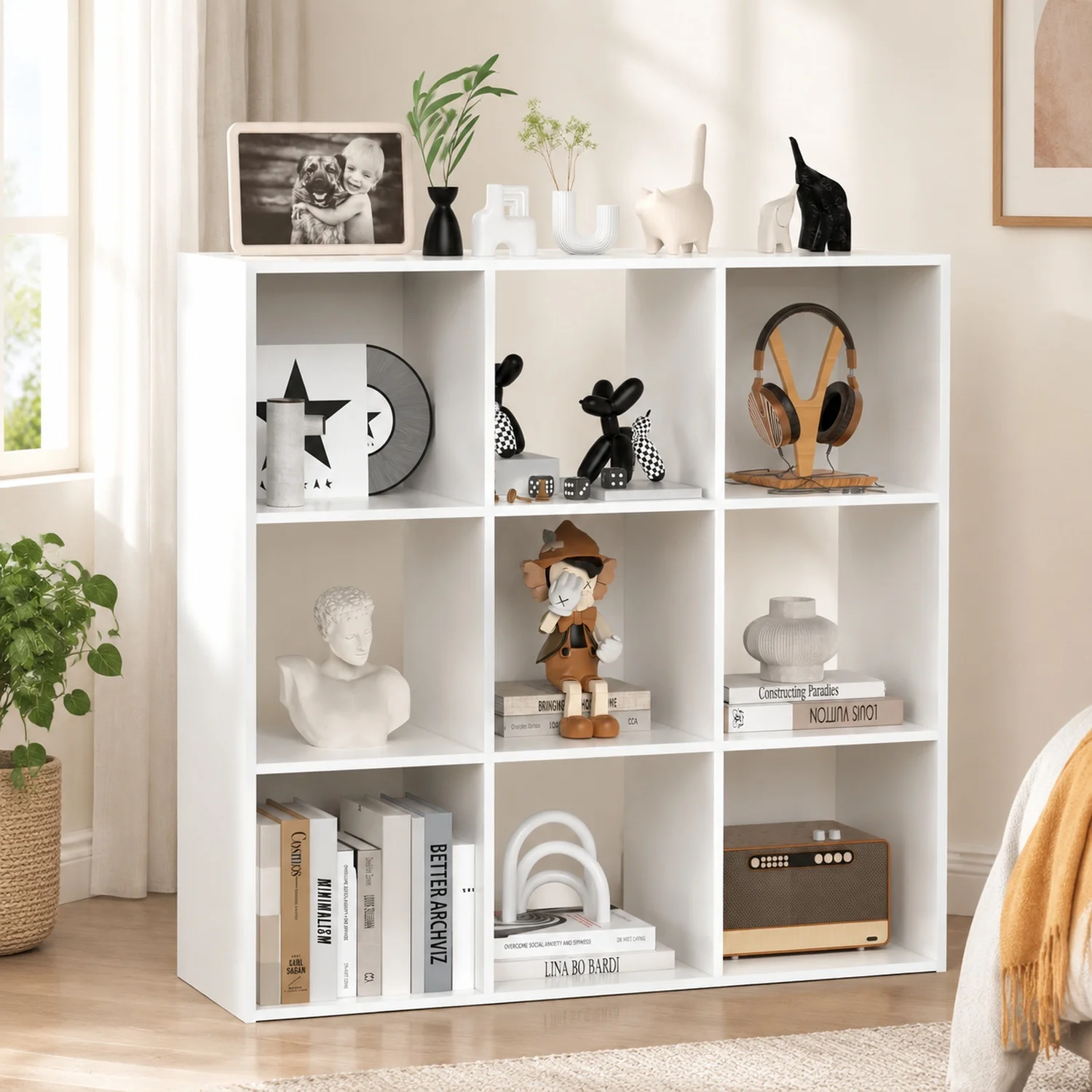 9 Cube Storage Organizer,Open Bookcase with 5 Removable Back Panels,for Living Room, Bedroom, Entrance Hall &Office, 36