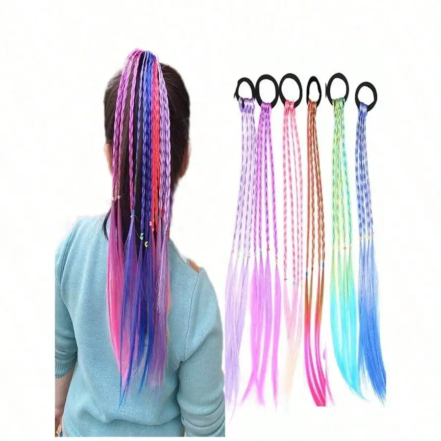 

6pcs Gradient Color Braided Hair Ties, Ponytail Holders, Hair Accessories