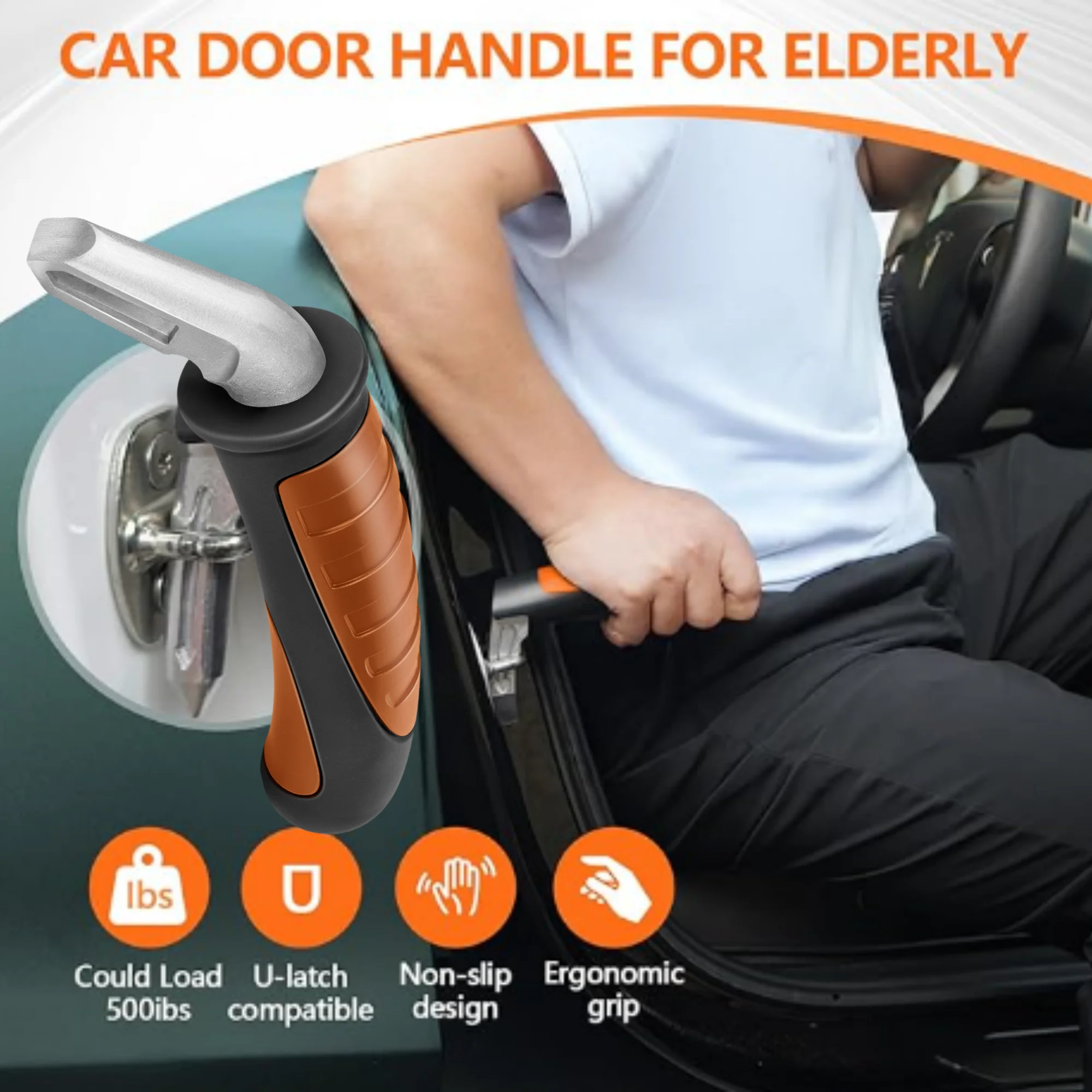 

Car Door Assist Handle 2 In 1 Vehicle Support Handle Safety Armrest Escape Hammer Non-Slip Safety Hammer for Elderly Handicapped