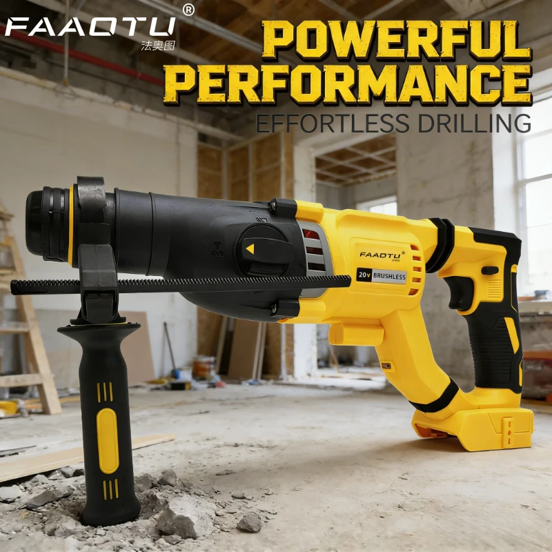 FAAOTU 263 Brushless Rotary Hammer Drill, Same Tough Reliability as DW, Perfect for Concrete Drilling Suitable for DW battery