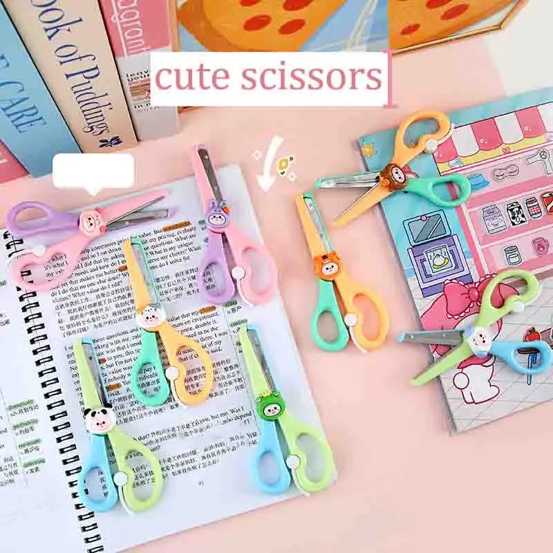 مقص سلامة للأطفال مقص حيوانات معدني مقص لطيف اليدوية للمدرسة قطع الورق مقص القرطاسية المنزلية اليدوية #2