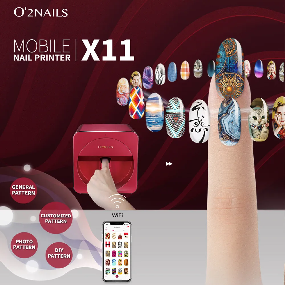 

O2nails Мобильный принтер для ногтей X11 с металлическим корпусом Профессиональное 3D оборудование для дизайна ногтей Интеллектуальный маникюрный салон