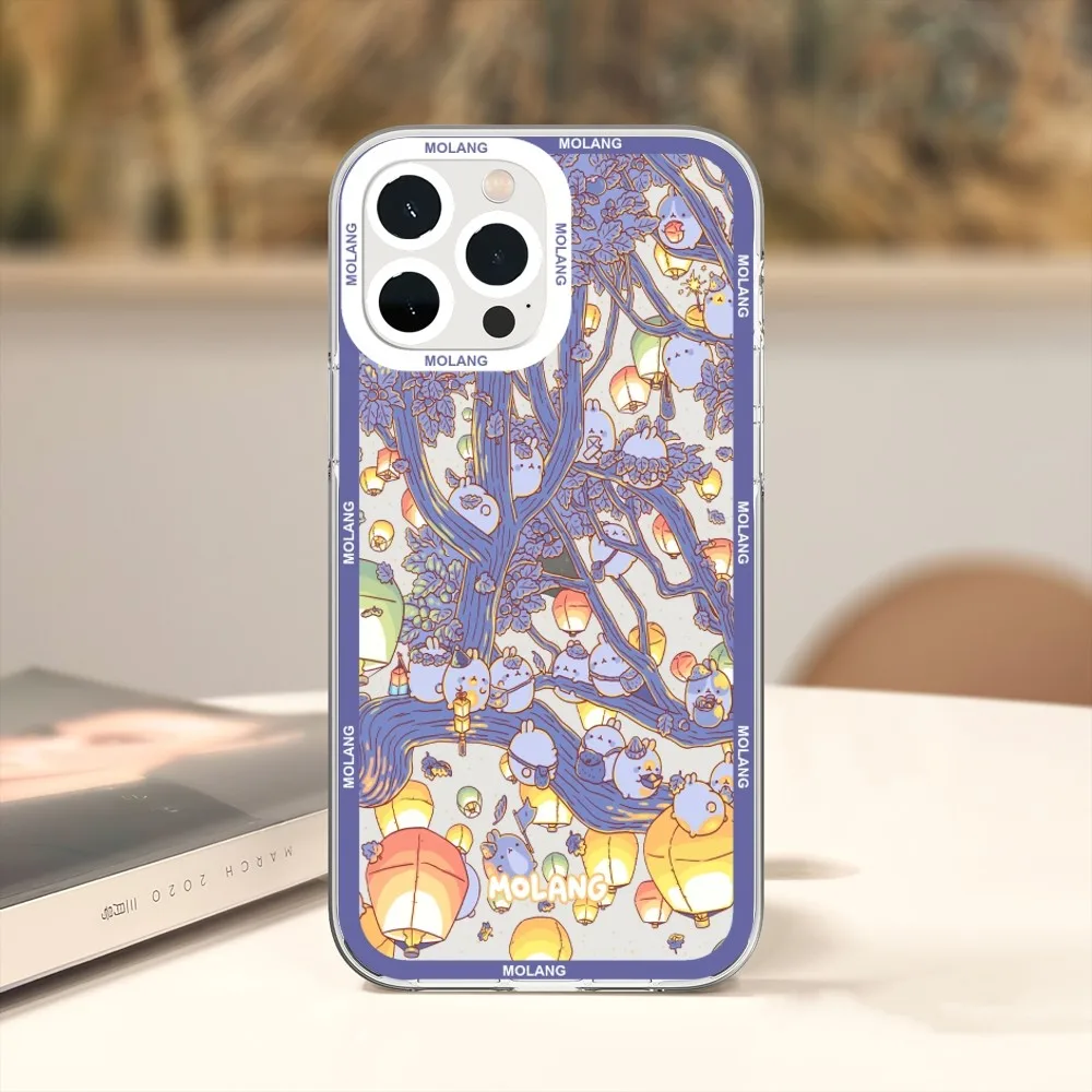 Etui na telefon Cartoon M-Molangs do iPhone'a 11 12 Mini 13 14 15 Pro Max przezroczysta obudowa