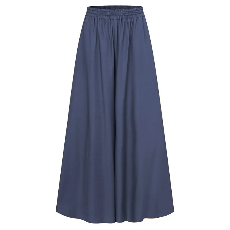 2025 Summer New Loose Elastic Waist Wide-leg Pants Big Swing Beach Casual Pants Europe and America