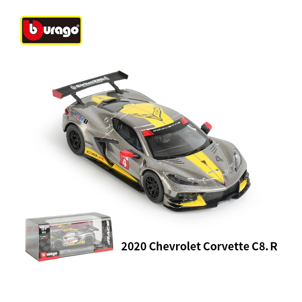 Bburago 1:43 2020 Chevrolet Corvette C8R Static Die Cast Vehicles Collectible Model Racing Car Toys