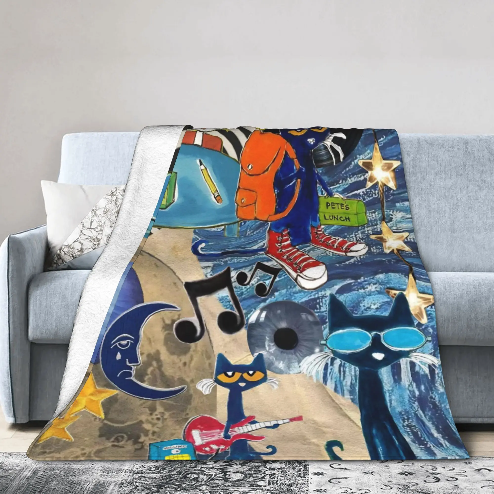 Pete the Cat  Blanket Groovy Cat Flannel Awesome Breathable Throw Blanket for Home  Winter