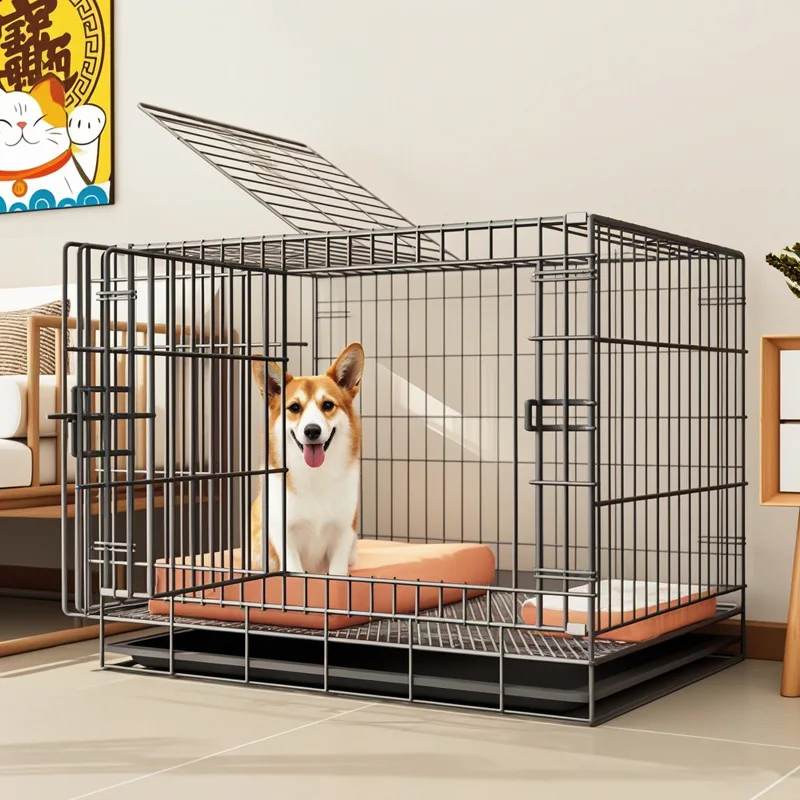 

Dog Cage Small Dog Indoor Folding With Toilet Teddy Bigbear Medium Dog Corgi Border Pet Cage Kennel