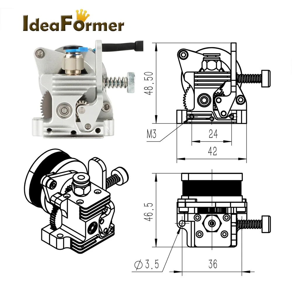 Imagem -06 - Hotend Drive Extrusora para Impressora 3d Extrusora de Curta Distância Double Gear Alta Qualidade Todo Metal Mini