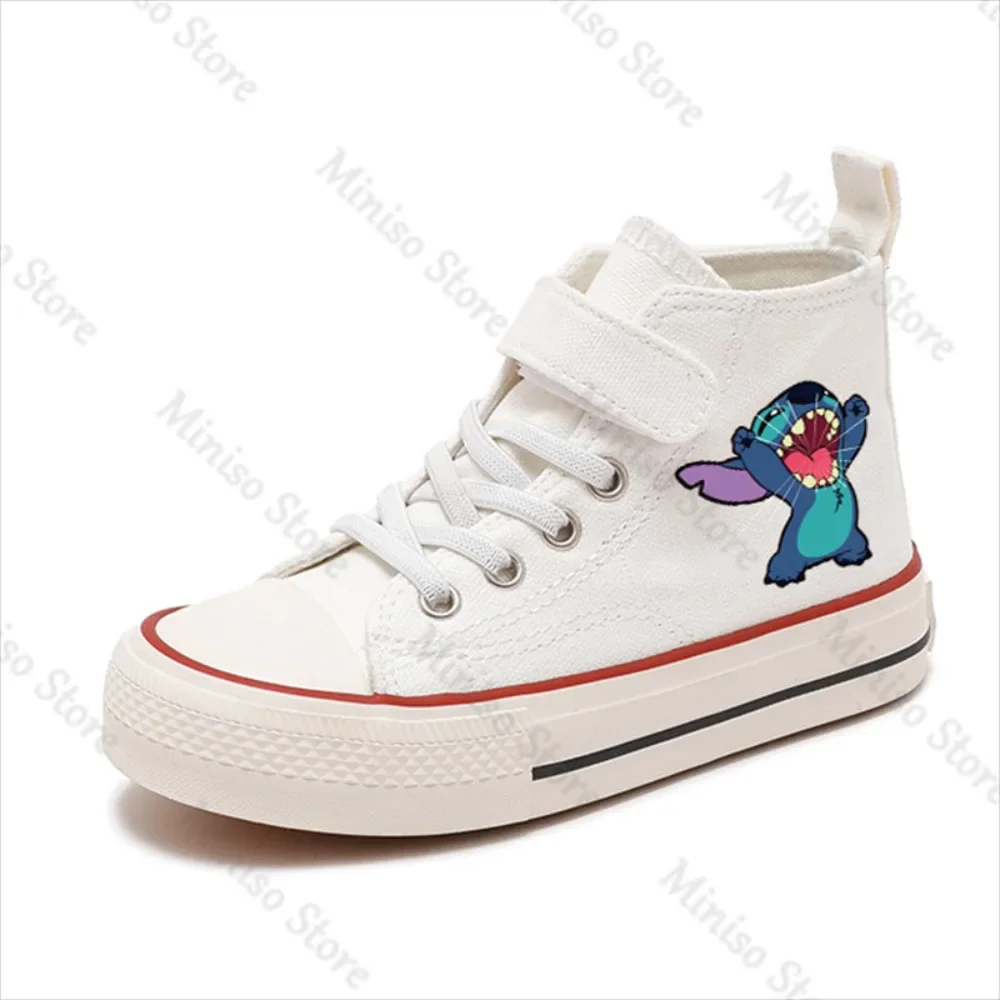 Seizoenen Meisje High-Top Lilo Stitch Meisje Kind Canvas Schoen Disney Casual Cartoon Comfort Schoenen Kinderen Print Jongens Tennisschoenen