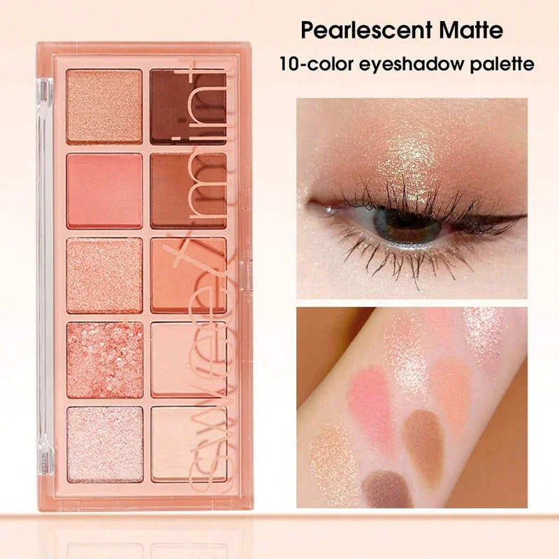Sweet Mint 10-Farben Cool-Tone Make-up-Palette: Kombination aus Seidig-Mattem Farbton und Glitzernden Finishes, Vielseitig Einsetzbar für Augen und Gesicht – Detail 4